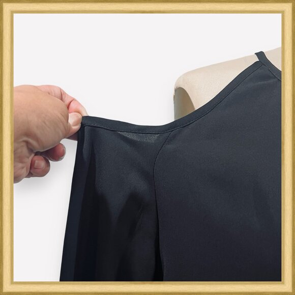 ALISON ANDREWS Black Cold Shoulder Pleated Mini Dress - Size M / NWT - Picture 7 of 10